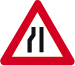 Panneau A7b Rétrécissement de la chaussée par la gauche