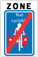 Panneau F113zonefr Fin de zone rue cyclable